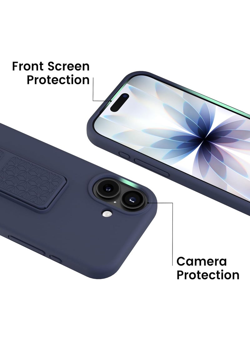iPhone 17 Silicone Kickstand Case Compatible with iPhone 17, Vertical and Horizontal Stand Hand Strap Metal Kickstand Cover, Flexible Soft Liquid Silicone Stand Case for iPhone 17 - Image 4